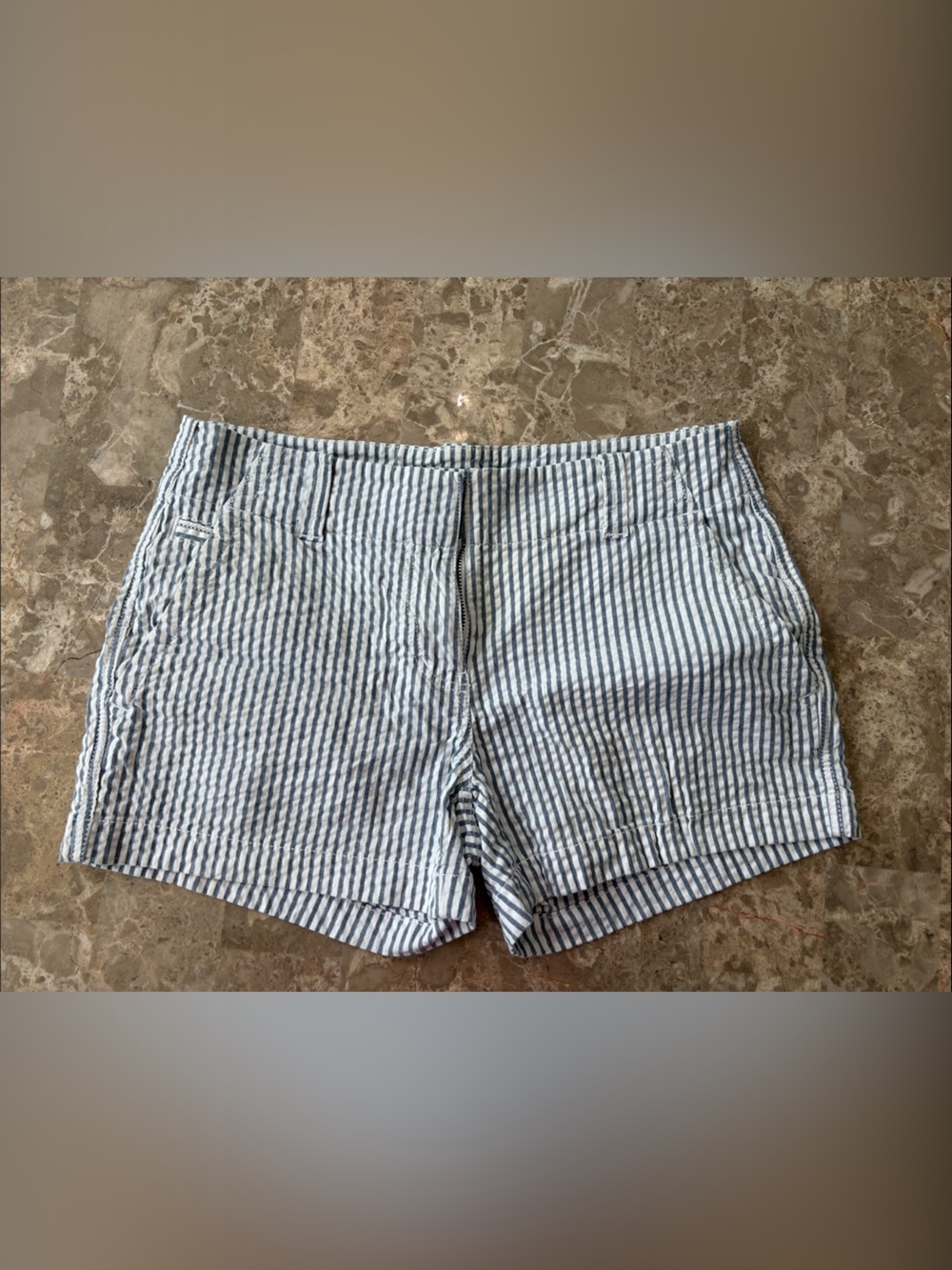 Vineyard Vines Striped Seersucker Shorts - Blue and White